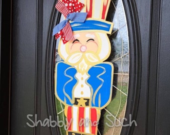 Hand Painted Uncle Sam Door Hanger, Patriotic Decor (26")
