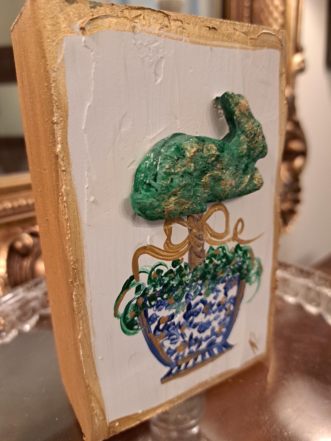 Block Rabbits Wood Textured Art Rabbit Topiary, Wood Block, Bunny Wood Block, Easter Sign ...
