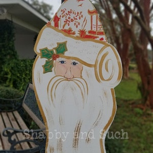 Chinoiserie Santa Door Hanger, Santa Face Door Hanger, Christmas Door Hanger, Christmas Door Sign