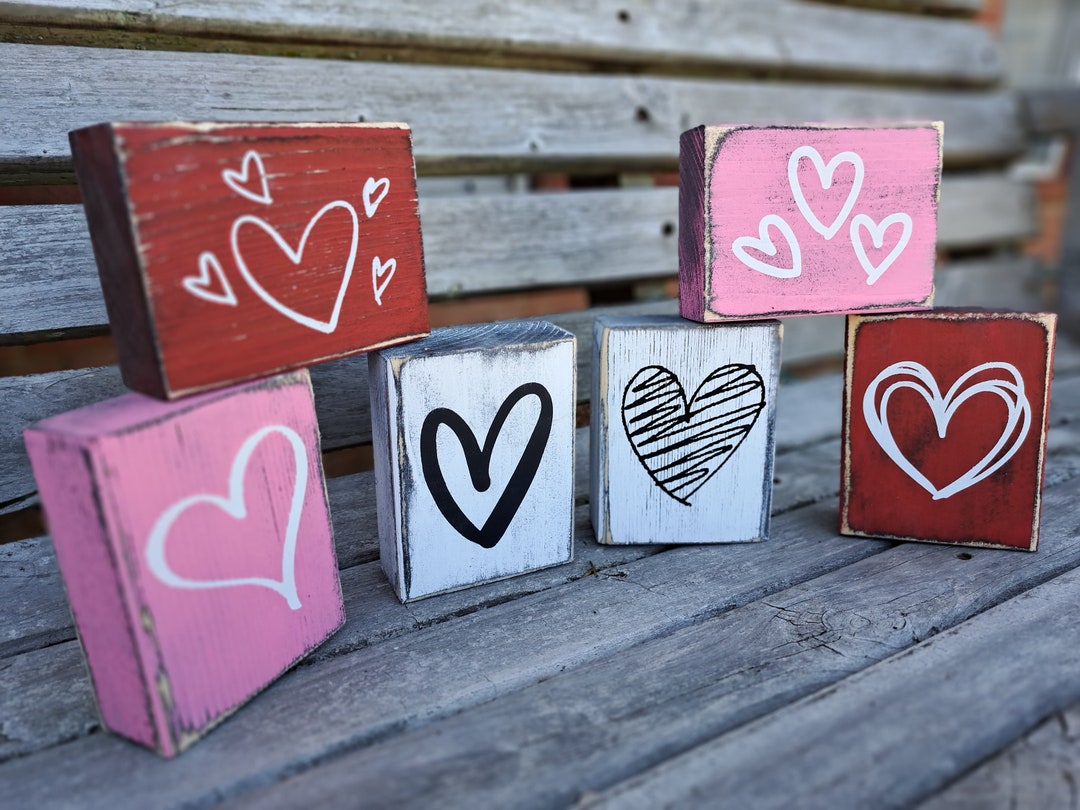 Valentine Wood Block, Valentine Decor, Small Wood Block, Shelf Sitter ...