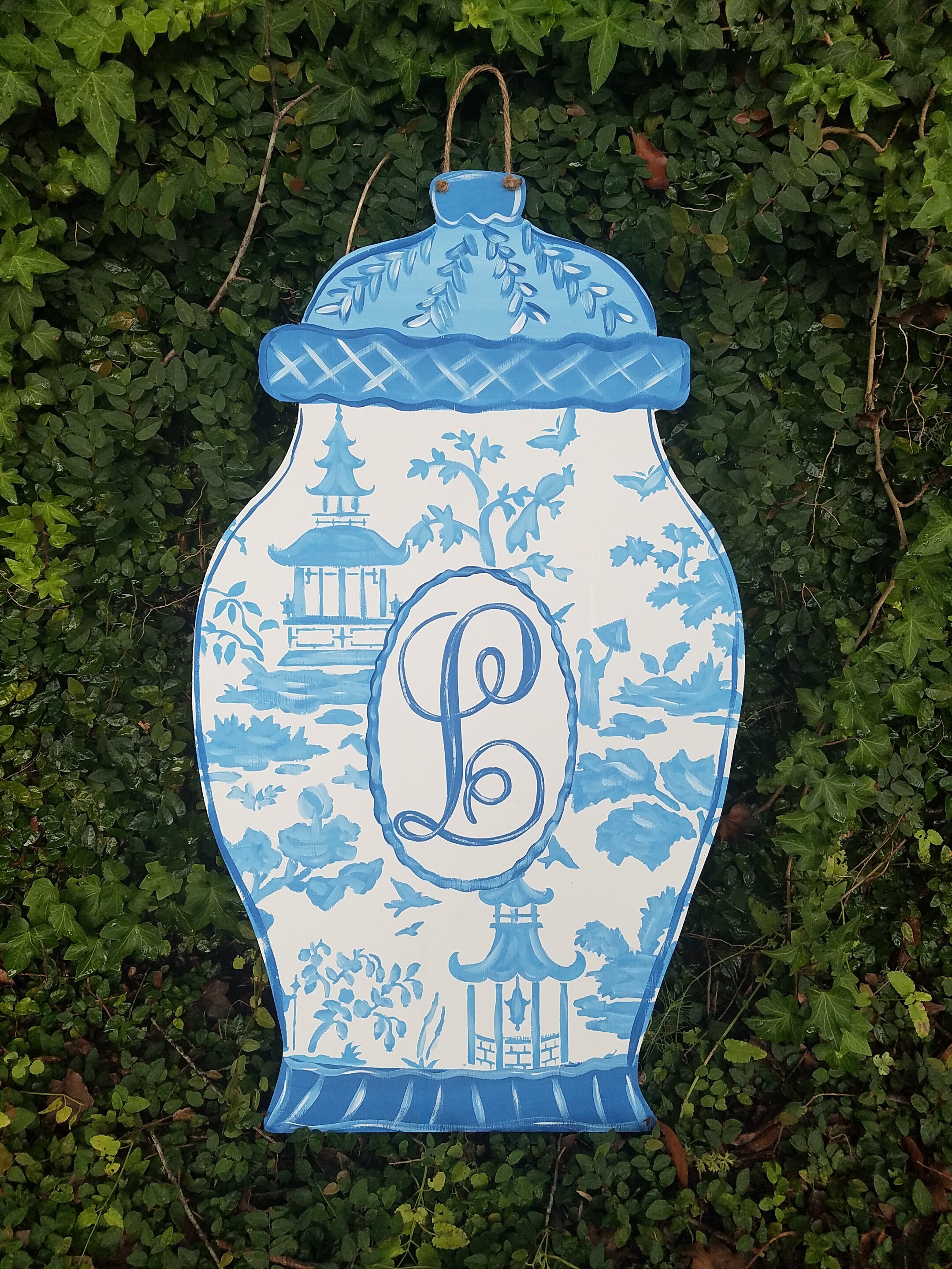 Chinoiserie Ginger Jar Door Hanger Blue and White Spring Etsy