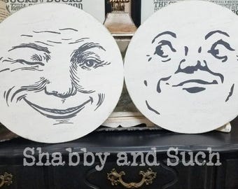 Man In The Moon Sign, Moon Face Sign, Vintage Halloween Sign, Retro Sign, Retro Moon, Rustic Sign, Retro Halloween, Two Styles, Two Sizes!