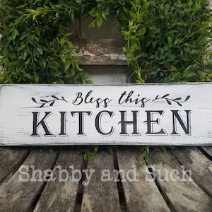 Bless This Kitchen Sign, Kitchen Sign, Rustic Wood Sign, Farmhouse Sign, Size and Color Variations Available!