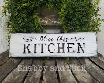 Bless This Kitchen Sign, Kitchen Sign, Rustic Wood Sign, Farmhouse Sign, Size and Color Variations Available!