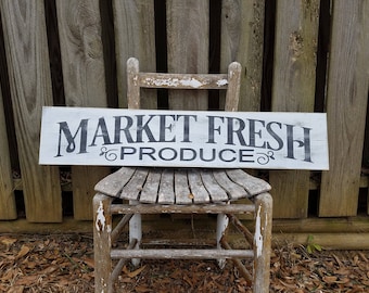 Market Fresh Produce Sign | Rustic Farmhouse Kitchen Decor