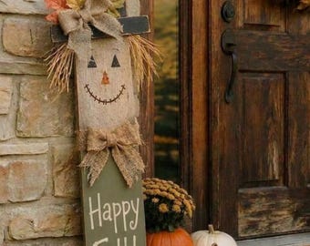 Scarecrow Fall Sign Rustic Porch Leaner Sign Porch Sign Welcome Fall Sign Fall Decor Large Sign