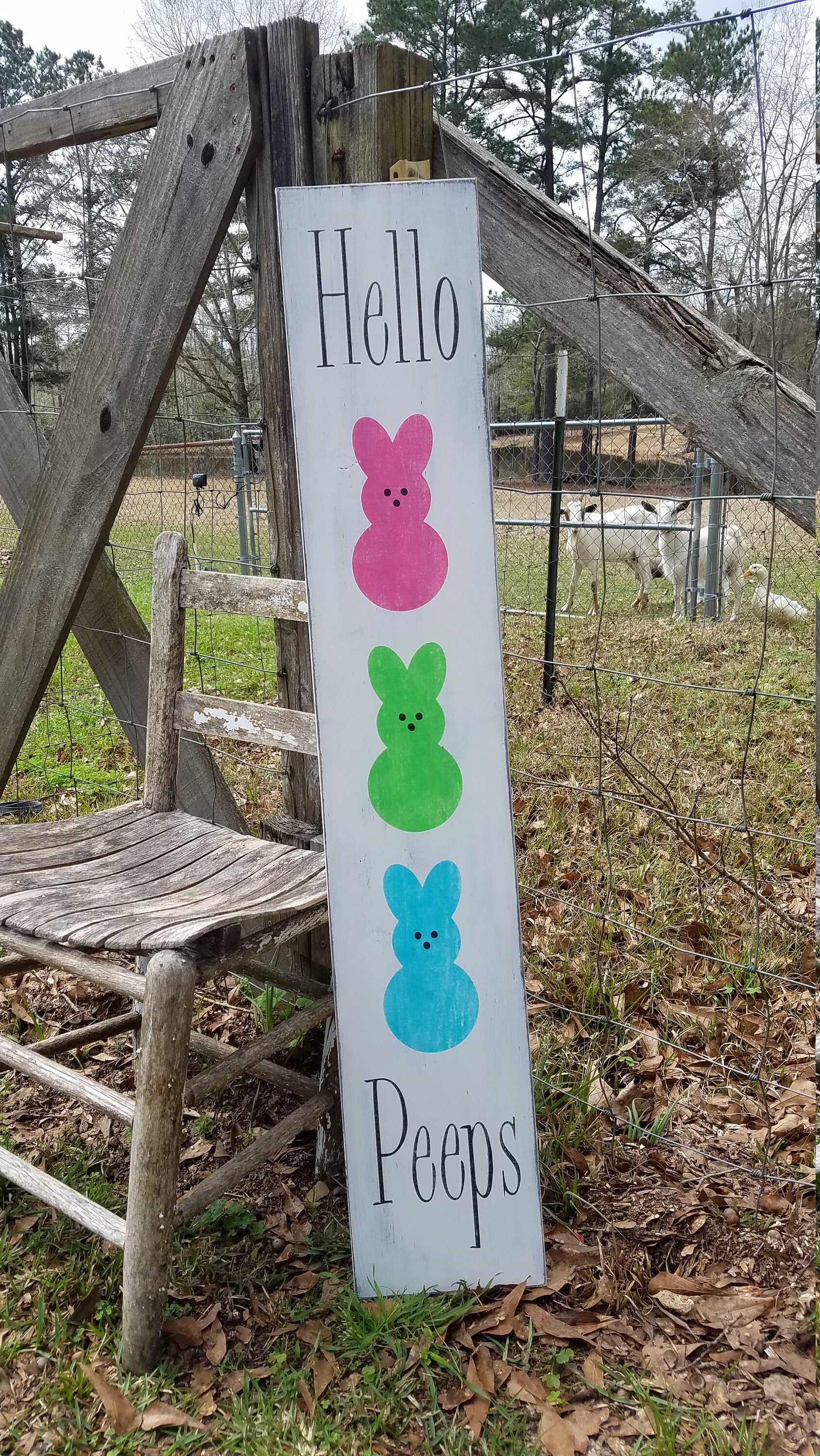 Peeps Sign Hello Peeps Easter Sign, Welcome Peeps Sign, Easter Porch Sign ...
