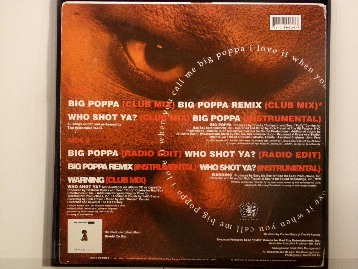 Glittered Record Album The Notorious Big Big Poppa Remix Etsy