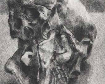 Macabre Creepy Skull No. 20, Hand Pulled Intaglio Print