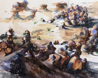 Goblin Valley Utah Landscape Watercolor Painting 1