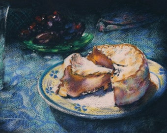 Soft Brie and Dates by the Bread Fairy, Colored Pencil & Crayon Drawing