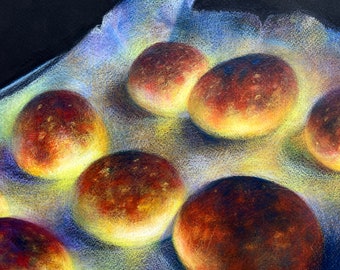 Homemade Potato Buns by the Bread Fairy, Colored Pencil Drawing