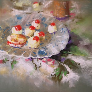 Jam Cookies by the Bread Fairy, Soft Pastel Drawing image 1