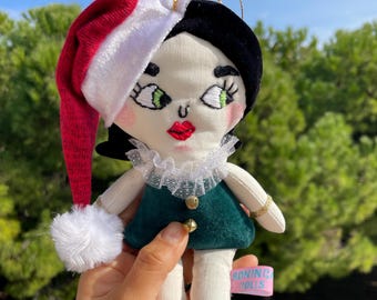 Christmas doll - Natale, OOAK Doll, Handmade doll, artistic cloth doll, decorative doll, unique cute doll,