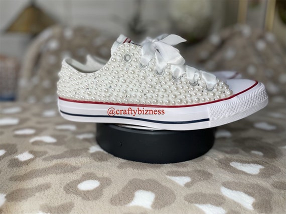 Pearl and Rhinestone Wedding Converse Etsy