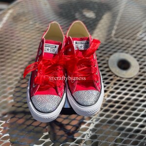 Red/Clear bling converse