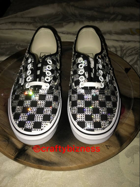 Rhinestone Checkered Vans Etsy