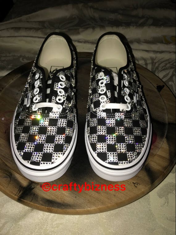 Rhinestone checkered vans | Etsy