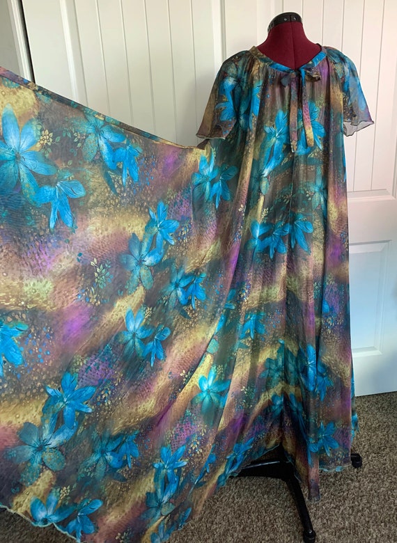 Vintage Floral Lily Print Nylon Chiffon Trapeze Tent Dress OSFM - Etsy