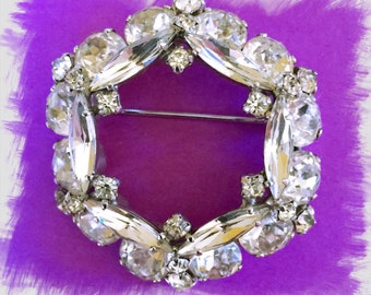 Stunning Clear SHERMAN Brooch