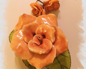 MEGA Flower Brooch and Earrings - Vintage