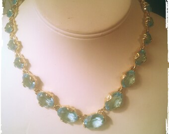 STUNNING SWAROVSKI Aquamarine Necklace and Earrings
