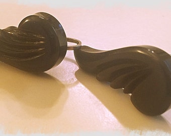 BAKELITE Carved "WINGS" Earrings