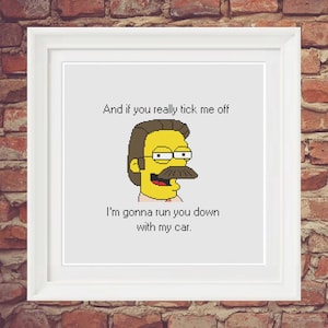 Ned Flanders als je mij aanvinkt Cross Stitch patroon PDF