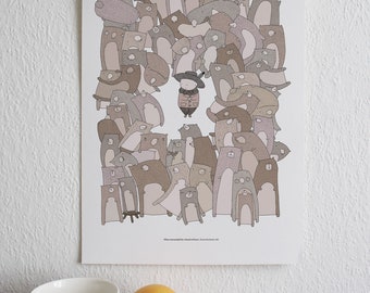 When Surrounded By a Bunch of Bears - A3 print.