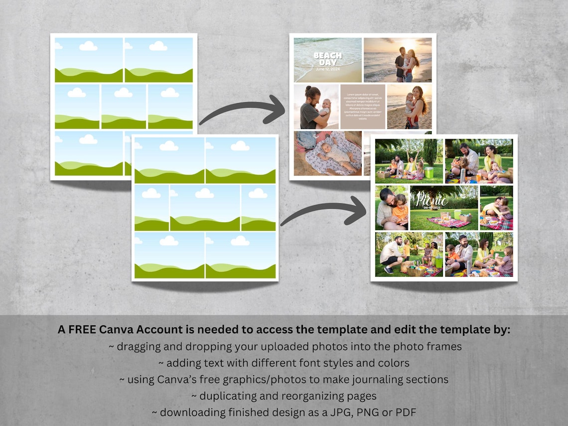 8x8 Photo Book Canva Template - 34 Pages, Square Photo Album, Digital ...