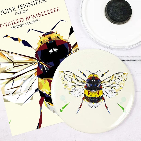 Large BUFF-TAILED BEE fridge magnet - Kitchen Gift - Bumblebee -Magnet - Gift - Nature - Wildlife Illustration - Garden gifts - Bee gifts