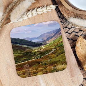 Scottish landscape drinks coaster | Geometric illustration | Glen Docherty