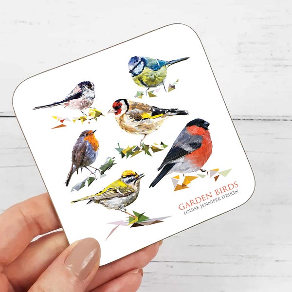 GARDEN BIRDS Coaster - Illustration - British garden - Nature - Botanical - British Wildlife - Kitchen gifts - Bird gift - Bird watch