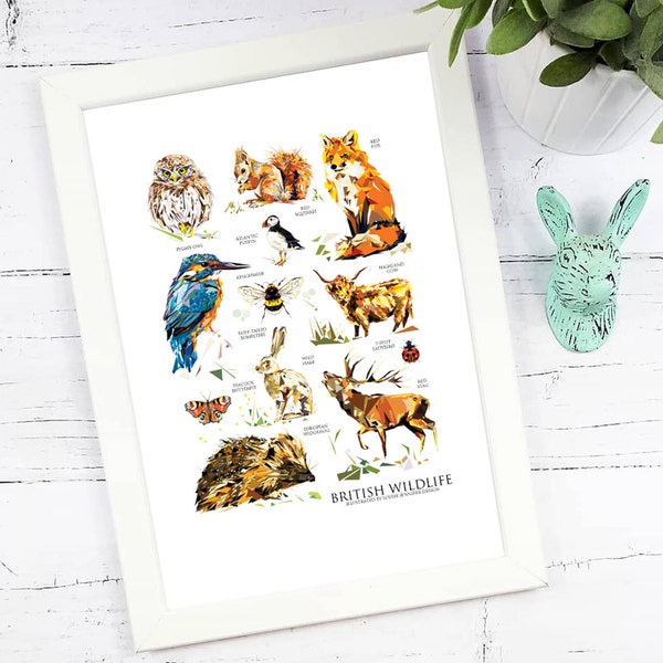 A4 BRITISH WILDLIFE Print - Nature Lover - British wildlife - Wild animals - Illustration - Countryside home - A4 print - Unmounted print