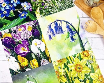 WILD FLOWERS Tea Towel - Cotton - Garden gift- Botanical tea towel - British Woodlands - Countryside kitchen - Wild Flowers tea towel