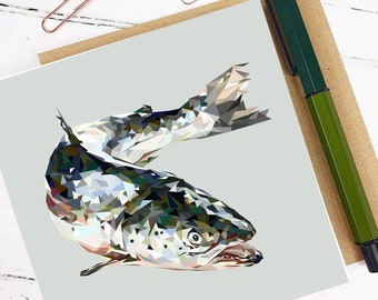 ATLANTIC SALMON greeting card - Wildlife - Blank card - Scottish wildlife - British wildlife - Wildlife cards - Nature cards - Fishing cards