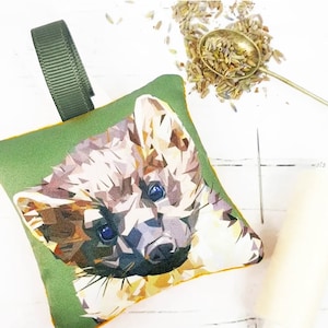 Handmade pine marten design illustration sachet | English dried lavender | Scottish wildlife