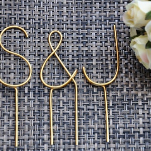 Wire Monogram Initials Wedding Cake Topper Multiple Sizes Your Choice of Letters- Silver, Gold, Red, Black