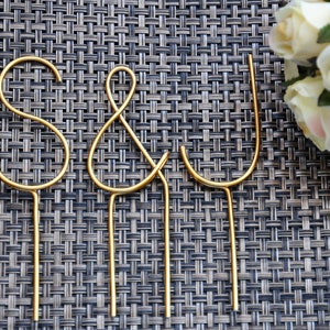 Wire Monogram Initials Wedding Cake Topper Multiple Sizes Your Choice of Letters- Silver, Gold, Red, Black, Copper