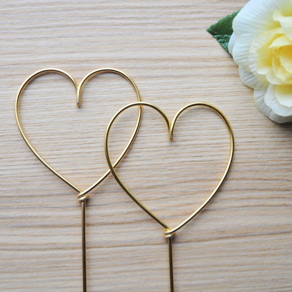 Two Hearts Wire Wedding Cake Topper- Silver, Gold, Black, Red, Copper
