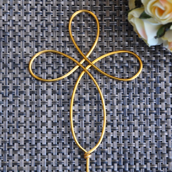 Wire Cross Cake Topper Wedding, Christening, Confirmation, 1st Communion, Baby Dedication, Baptism, Easter, Infinity, Celtic- Silver, Gold