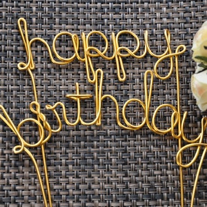 Happy Birthday Feliz Cumpleanos Wire Cake Topper- Gold, Silver, Copper, Red