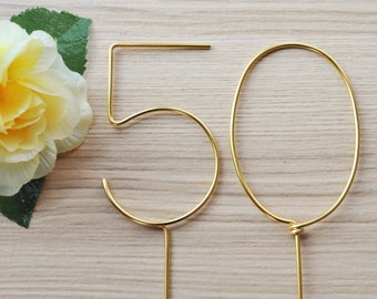 50th Anniversary/ Birthday Wire Cake Topper Gold, Brown, Black, Red, Silver