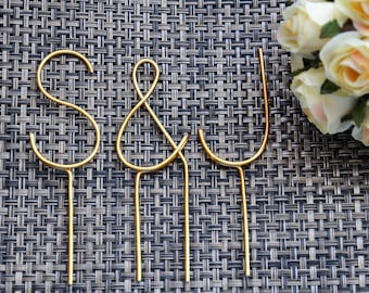 Wire Monogram Initials Wedding Cake Topper Multiple Sizes Your Choice of Letters- Silver, Gold, Red, Black, Copper