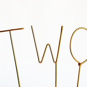 Two Second Birthday Wire Number Cake Topper One Uno Dos Photo Prop 2 1/4 inch Gold, Silver, Pink, Blue, Red, Black, Copper