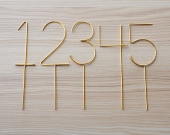 Number Cake Topper Birthday or Anniversary Modern Wire Gold, Silver, Copper, Black