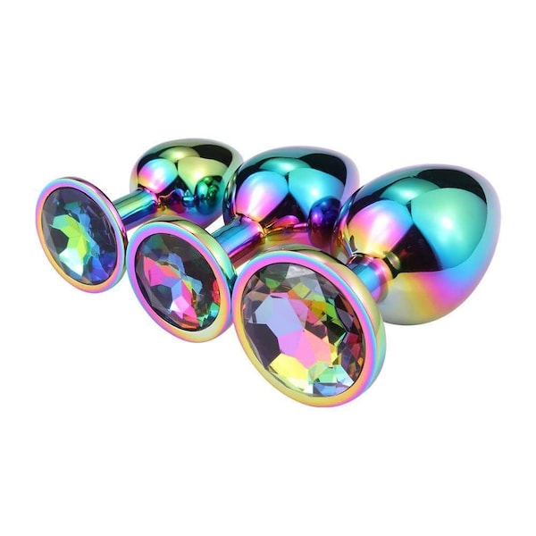 Rainbow Princess Jewel Butt Plug Anal Training Set or Individual Plug (Mature)