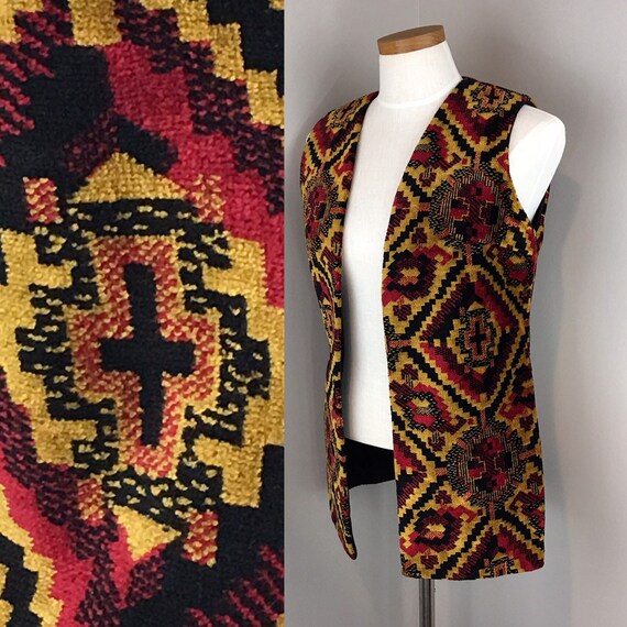 Vintage 1970s Vest ~ Tapestry Vest ~ Carpet Vest ~