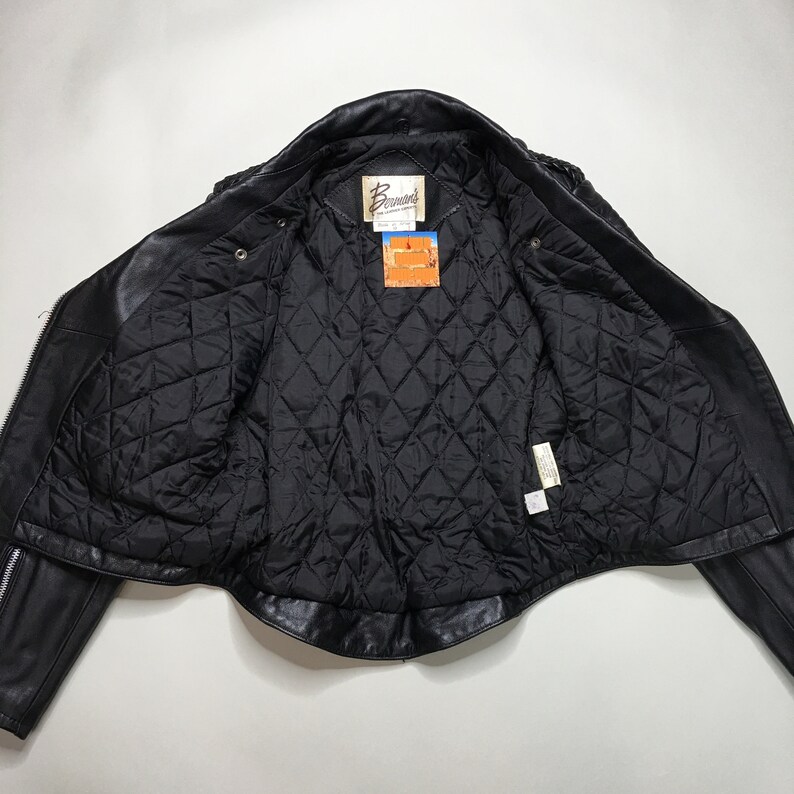 1980s-1990s Vintage Motorcycle Jacket Vintage Berman/'s Leather Jacket Women/'s Black Leather Biker Jacket Size 10
