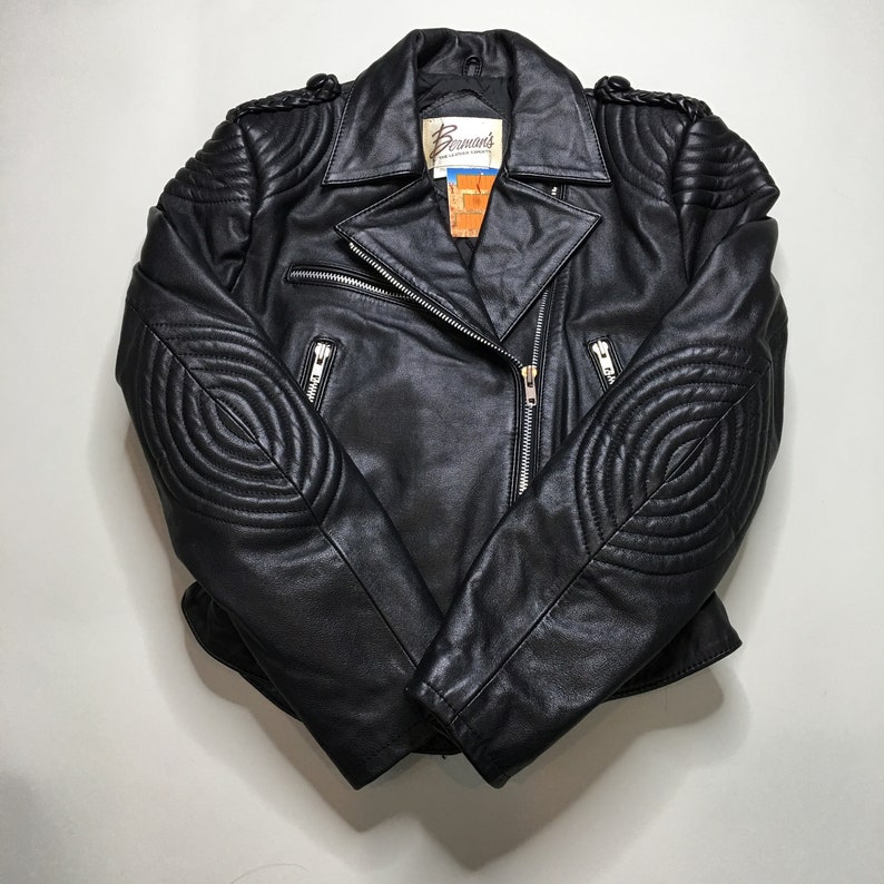1980s-1990s Vintage Motorcycle Jacket Vintage Berman/'s Leather Jacket Women/'s Black Leather Biker Jacket Size 10
